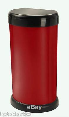 Italian Design 42l Red Kitchen Bin, Touch Top Lid, Plastic, Rubbish, Waste