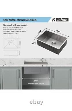 Kichae 26 Inch Undermount Stainless Steel Kitchen Sink 18 Gauge NEW