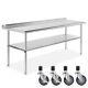 Kitchen Restaurant Stainless Prep Table With Backsplash And 4 Casters 24 X 72