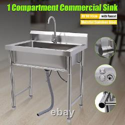 Kitchen Sink Stainless Steel Commercial 1 Compartment Utility Sink With Faucet