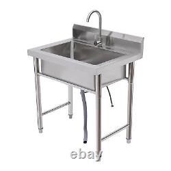 Kitchen Sink Stainless Steel Commercial 1 Compartment Utility Sink With Faucet