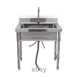 Kitchen Sink Stainless Steel Commercial 1 Compartment Utility Sink With Faucet