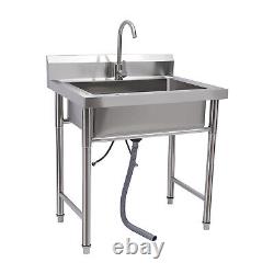 Kitchen Sink Stainless Steel Commercial 1 Compartment Utility Sink With Faucet