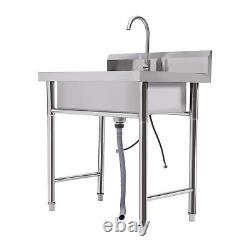 Kitchen Sink Stainless Steel Commercial 1 Compartment Utility Sink With Faucet