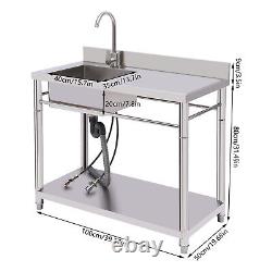 Kitchen Sink Stainless Steel Commercial 1 Compartment Utility Sink With Faucet New