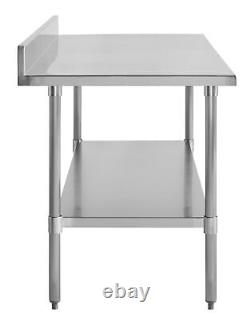 Kratos Stainless Steel Kitchen Prep Table 72x24 with Backsplash and