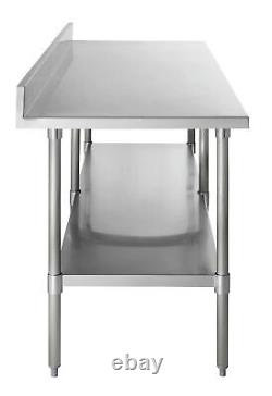 Kratos Stainless Steel Kitchen Prep Table 96x30 with Backsplash and