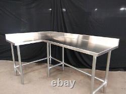 L-Shape Stainless Steel Table 71'' X 44 3/4'' X 34'' Tall