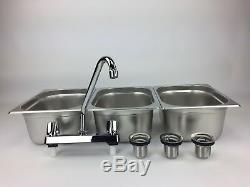 Large 3 Compartment Sink set For Portable Concession Sinks withFaucet