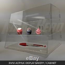 Large Acrylic Cake Display Cabinet Bakery Muffin Cupcake Donut Pastries 5mm
