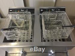 Large Commercial Fryer Electric Twin Basket 19 Litre Double Tank Fish Chips etc
