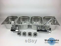 Large Concession Sink 4 Compartment Portable Food Truck Trailer withFaucets