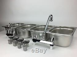 Large Concession Sink 4 Compartment Portable Food Truck Trailer withFaucets