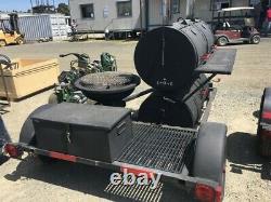 Large custom built BBQ Smoker Grill on single axle trailer