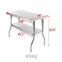 Lojok All New Commercial 48 x 24 Stainless Steel Work Table with underself