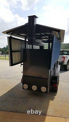 Mini T Rex Roof BBQ Smoker 36 Grill Trailer Firewood Storage Mobile Food Truck