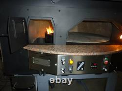 Mixed rotating gas-wood-burning pizza oven Black Mosaic
