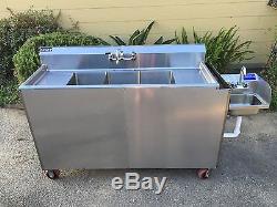 Mobile Concession Portable Restaurant 3 & 4 Compartment Sink WithDrain Boards