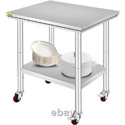 Mophorn Stainless Steel Work Table with Wheels 24 X 30 X 32 Inch Prep Table with