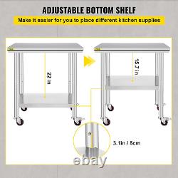 Mophorn Stainless Steel Work Table with Wheels 24 X 30 X 32 Inch Prep Table with