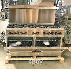 NEW 10 Burner Range Heavy Duty 60 Commercial Restaurant Stove Gas Double Oven