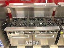 NEW 10 Burner range Heavy Duty 60 Commercial Restaurant Stove Gas Double Oven
