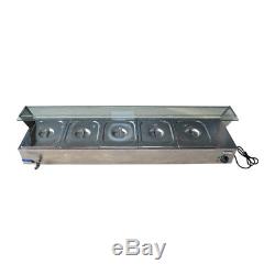 NEW 110V1500W 5-Pan Steamer Bain-Marie Buffet Countertop Food Warmer Steam Table