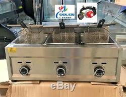 NEW 3 Burner Commercial Deep Fryer Model FY5 Propane Gas Use Counter Top Outdoor
