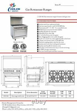 NEW 36 Oven Range 6 Burner Hot Plate Stove Commercial Kitchen Restaurant NSF