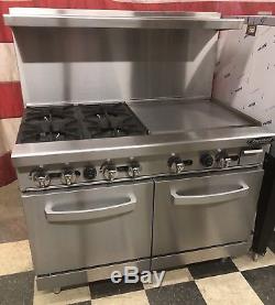 NEW 4 Burner range 24 Griddle Flat Grill 48 Commercial Stove Gas Double Oven