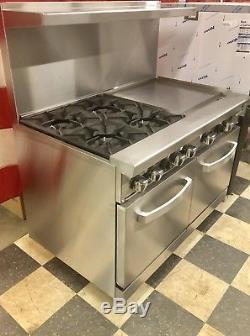 NEW 4 Burner range 24 Griddle Flat Grill 48 Commercial Stove Gas Double Oven
