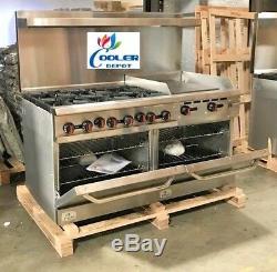 NEW 60 Double Oven Range Combo Griddle & Hot Plate Stove Top Commercial NSF