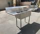 New 72 Stainless Steel Sink Two Compartment Commercial Kitchen Restaurant Nsf
