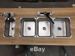 NEW Concession Sink Standard 1Small Hand Wash 4 Compartment 3 Large Food Trailer