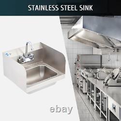 NSF Commercial Kitchen Stainless Steel Wall Mount Hand Sink with Side Splashes