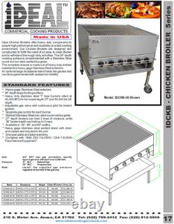 New 36 x 30 Chicken Broiler (Heavy Duty) Made in USA by Ideal Cooking Products