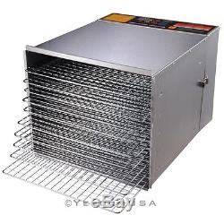 New Commercial 10 Tray Stainless Steel Food Fruit Jerky Dryer Blower Dehydrator