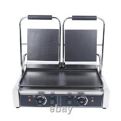 New Commercial Double Panini Sandwich Grill Food Press Smooth Griddle Restaurant