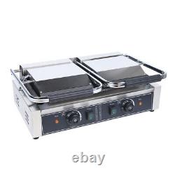 New Commercial Double Panini Sandwich Grill Food Press Smooth Griddle Restaurant