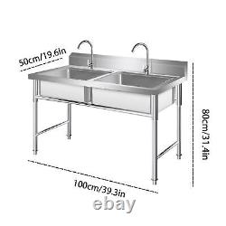 New Commercial Stainless Steel Sink Anti-Rust Double-Bowl Utility Sinks