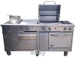 New. Food Cart 72. All in one, Griddle, Fryer, Oven, Grill, Drawer. Made in USA