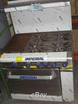 New Gas Commercial Range, 6 Open Burners, 12 Griddle, 1 Oven, IMPERIAL IR-4-G12