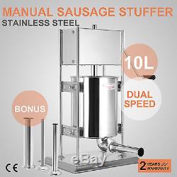New Stainless Steel Meat Sausage Stuffer Filler Salami Maker Vertical 10L Liter