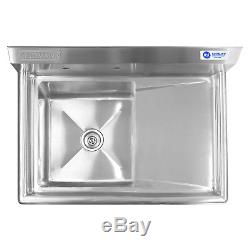 OPEN BOX Commercial Stainless Steel Kitchen Utility Sink w Drainboard