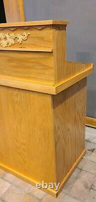 Oak Lectern Portable Full-Size Hand-Carved Easy to Move + Store