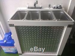 Portable Concession Sink, 3 Compartment Sink + Hand Sink, Electric Hot Water