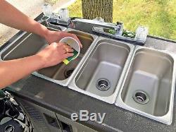 Portable Food Truck Trailer Concession Sink Hand Wash 3 Compartment Hot Water