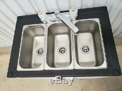 Portable NSF sink mobile Self contained Hot Water concession three 4 COMPARTMENT