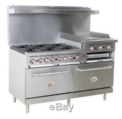 Restaurant Range 6 Burner Gas Oven Griddle Supply Equipment 60 Commercial Stove