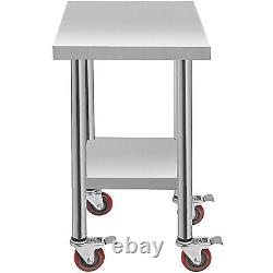 Rolling Stainless Steel Top Kitchen Work Table Cart + Casters Shelving 18x24